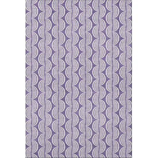 Purple And Ivory Ogee Washable Area Rug With UV Protection Photo 3