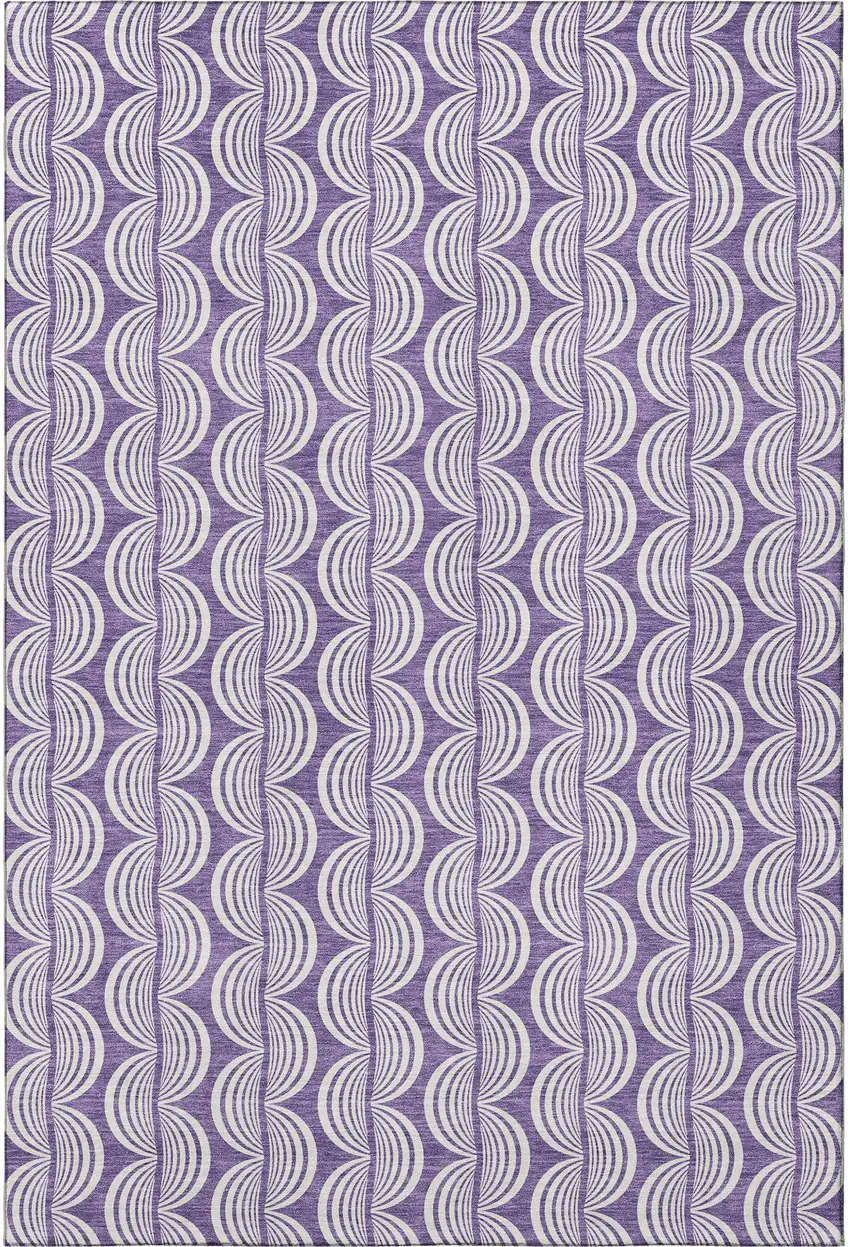 Purple And Ivory Ogee Washable Area Rug With UV Protection Photo 3