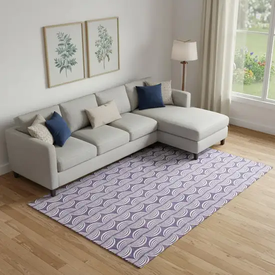 Purple And Ivory Ogee Washable Area Rug With UV Protection Photo 2
