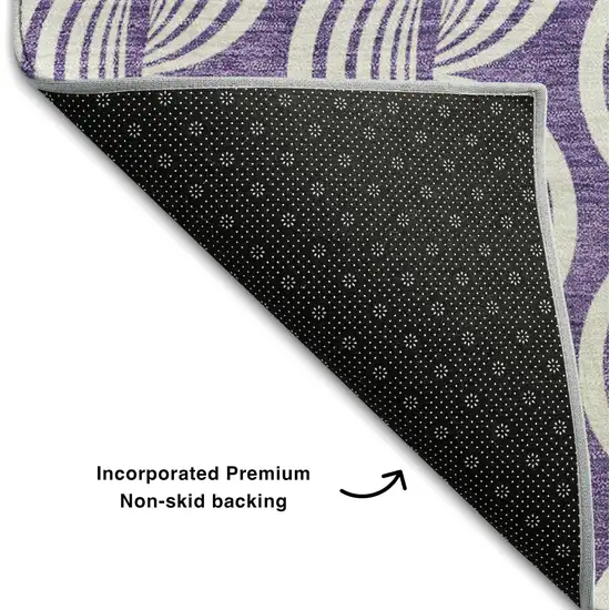 Purple And Ivory Ogee Washable Area Rug With UV Protection Photo 6