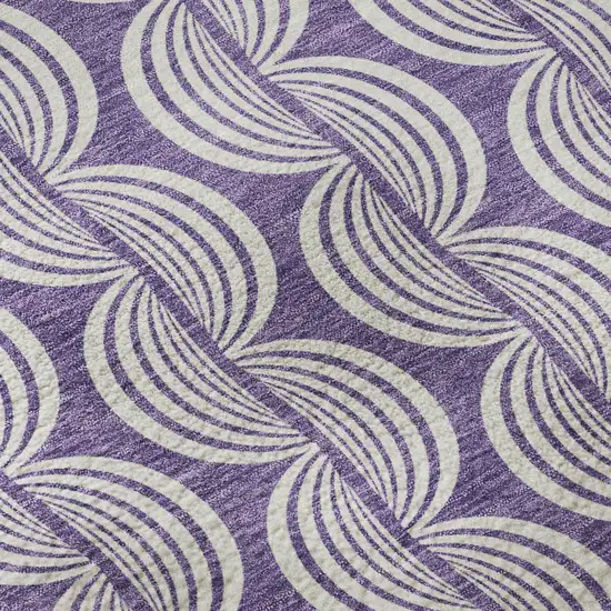 Purple And Ivory Ogee Washable Area Rug With UV Protection Photo 9