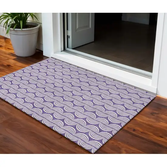 Purple And Ivory Ogee Washable Indoor Outdoor Area Rug Photo 1