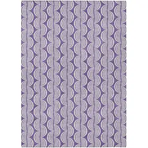 Photo of Purple And Ivory Ogee Washable Indoor Outdoor Area Rug