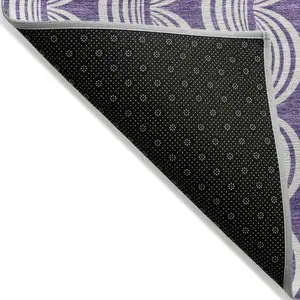 Photo of Purple And Ivory Ogee Washable Indoor Outdoor Area Rug