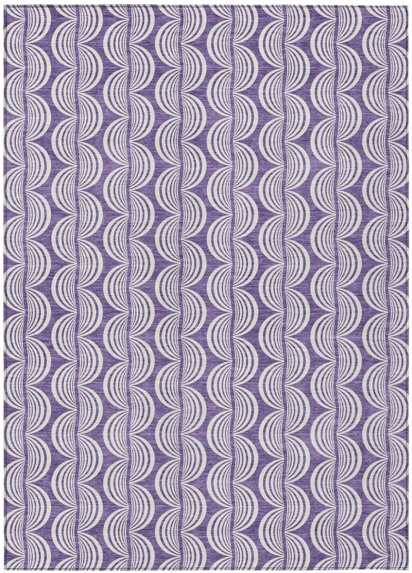Purple And Ivory Ogee Washable Indoor Outdoor Area Rug Photo 2
