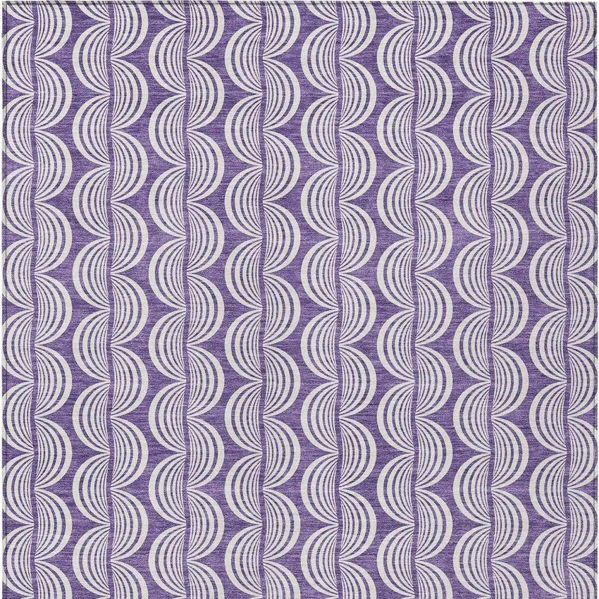 Purple And Ivory Ogee Washable Indoor Outdoor Area Rug Photo 6