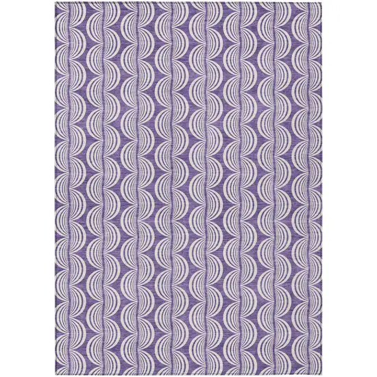 Purple And Ivory Ogee Washable Indoor Outdoor Area Rug Photo 2