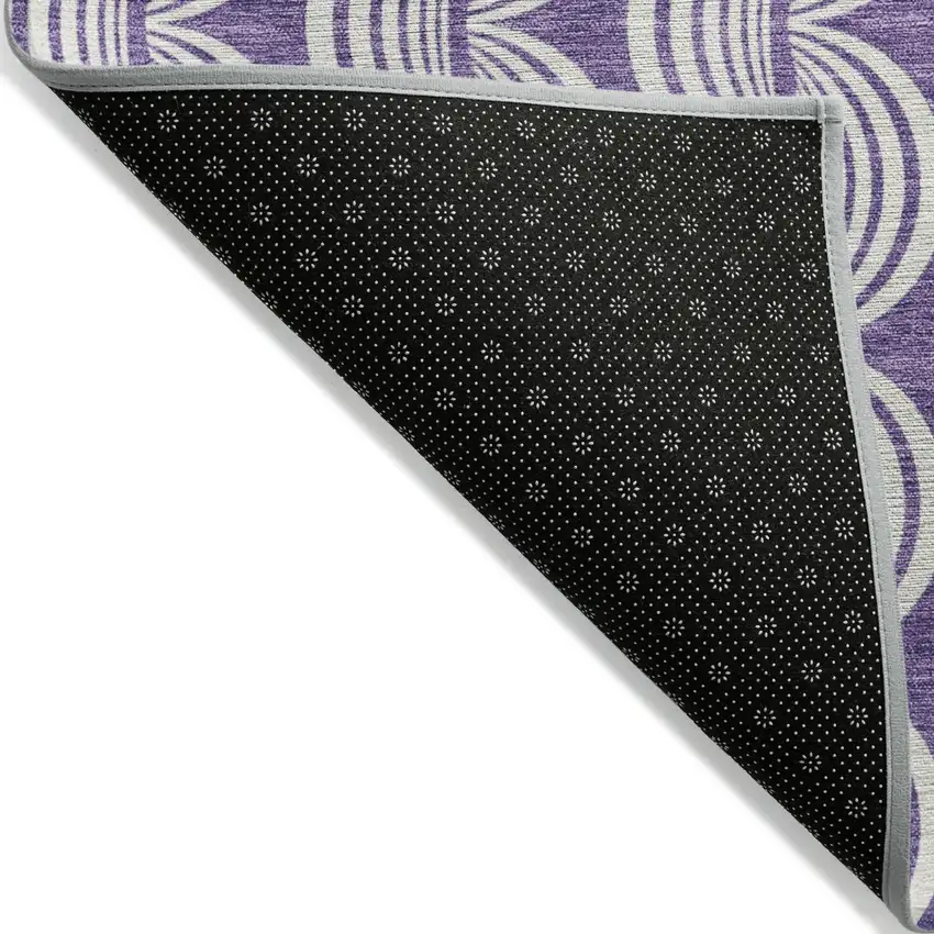 Purple And Ivory Ogee Washable Indoor Outdoor Area Rug Photo 3