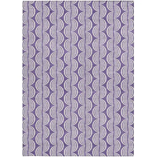 Purple And Ivory Ogee Washable Indoor Outdoor Area Rug Photo 6