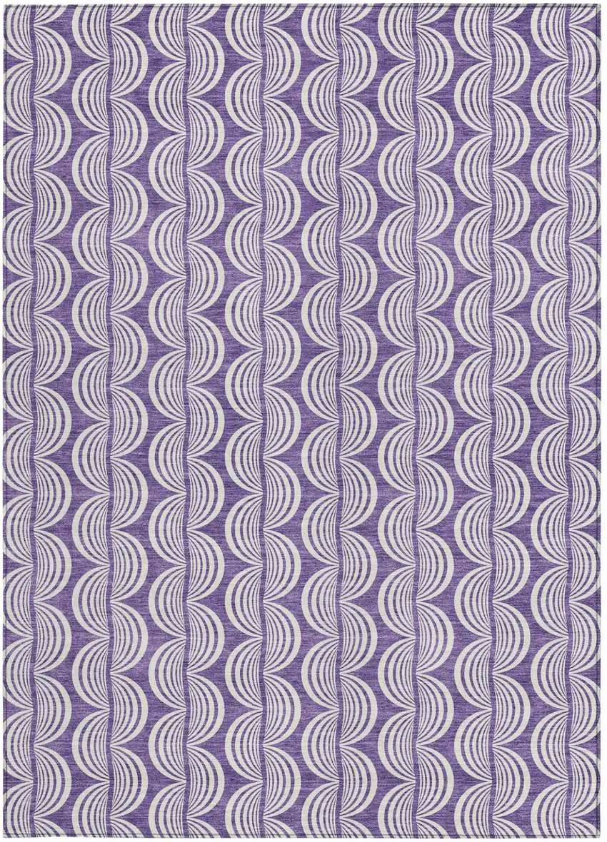 Purple And Ivory Ogee Washable Indoor Outdoor Area Rug Photo 6
