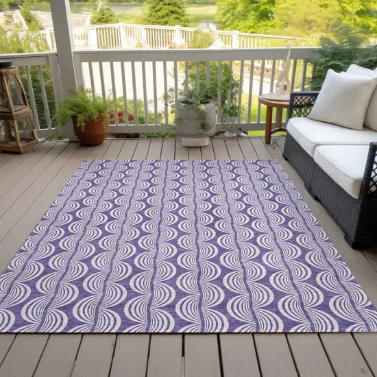 Purple And Ivory Ogee Washable Indoor Outdoor Area Rug Photo 7
