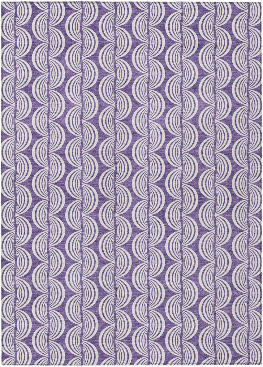 Purple And Ivory Ogee Washable Indoor Outdoor Area Rug Photo 2
