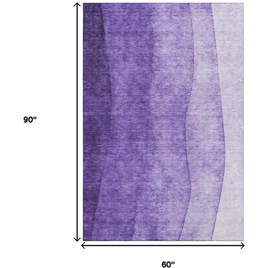 Purple And Ivory Ombre Washable Area Rug With UV Protection Photo 5