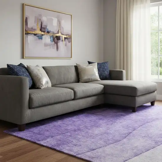 Purple And Ivory Ombre Washable Area Rug With UV Protection Photo 1