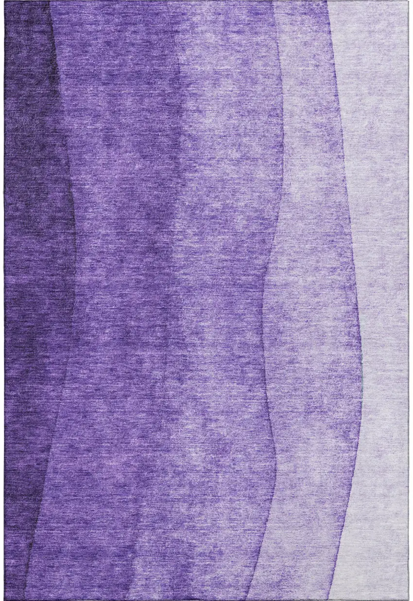 Purple And Ivory Ombre Washable Area Rug With UV Protection Photo 1