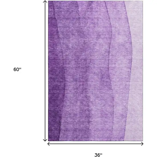 Purple And Ivory Ombre Washable Area Rug With UV Protection Photo 7