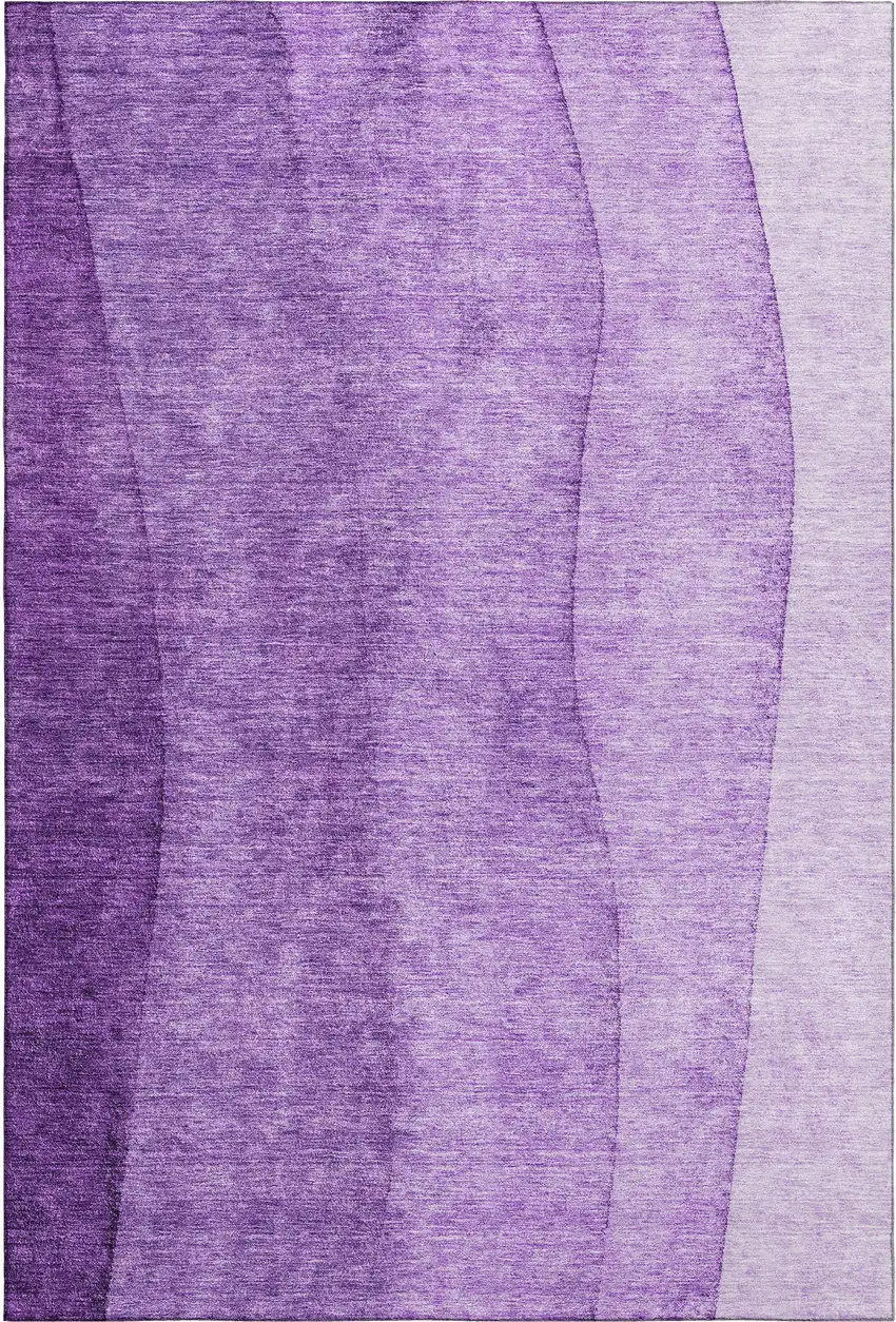 Purple And Ivory Ombre Washable Area Rug With UV Protection Photo 1
