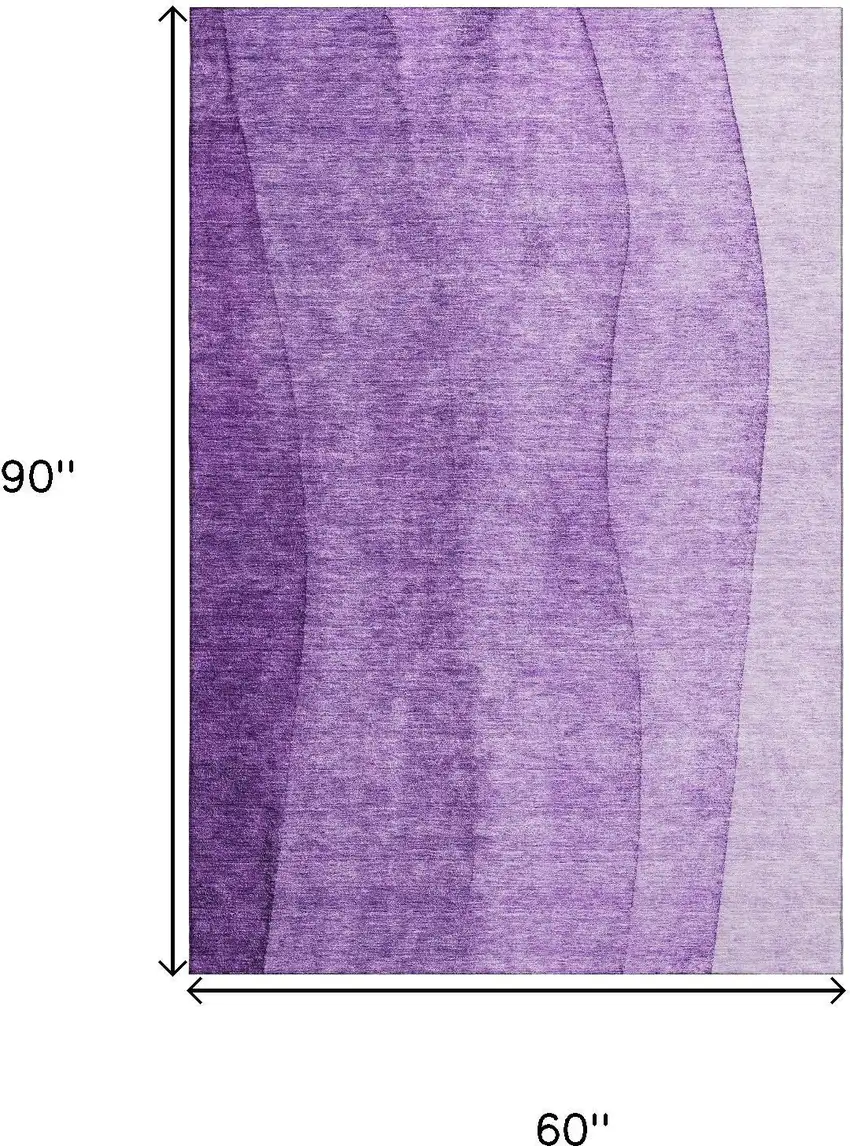 Purple And Ivory Ombre Washable Area Rug With UV Protection Photo 3