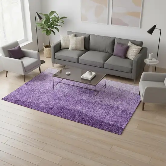 Purple And Ivory Ombre Washable Area Rug With UV Protection Photo 1