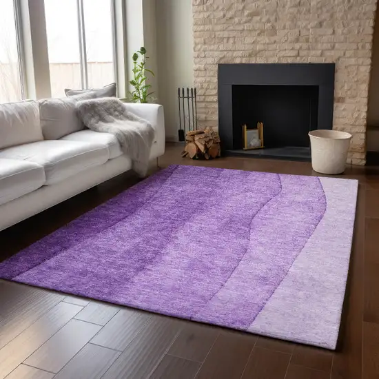 Purple And Ivory Ombre Washable Area Rug With UV Protection Photo 7