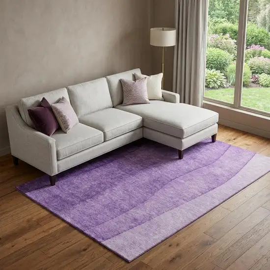 Purple And Ivory Ombre Washable Area Rug With UV Protection Photo 1