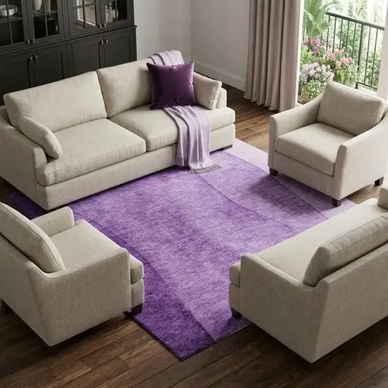 Purple And Ivory Ombre Washable Area Rug With UV Protection Photo 1