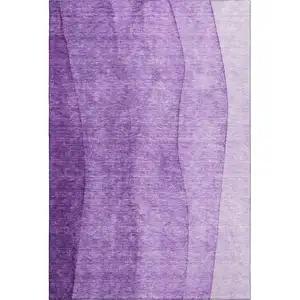 Photo of Purple And Ivory Ombre Washable Area Rug With UV Protection