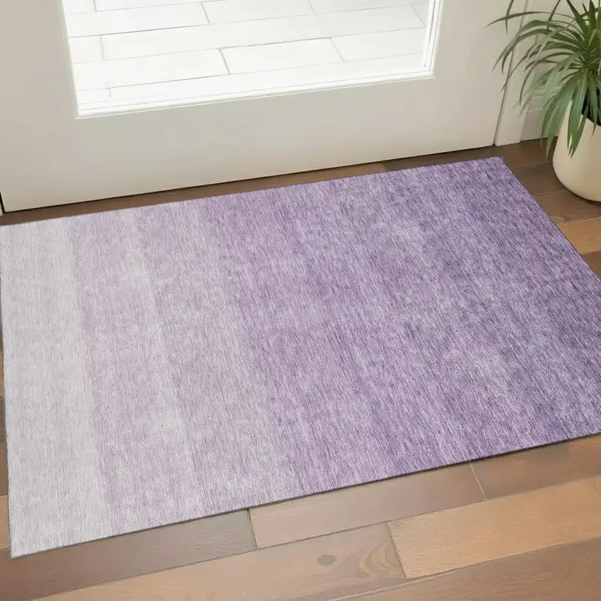 Purple And Ivory Ombre Washable Area Rug With UV Protection Photo 1