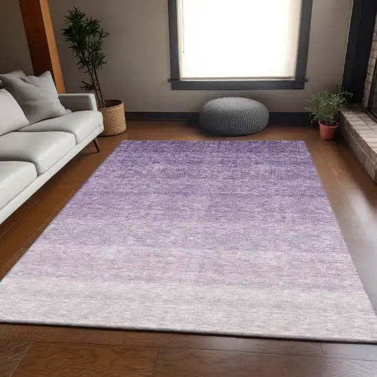 Purple And Ivory Ombre Washable Area Rug With UV Protection Photo 4