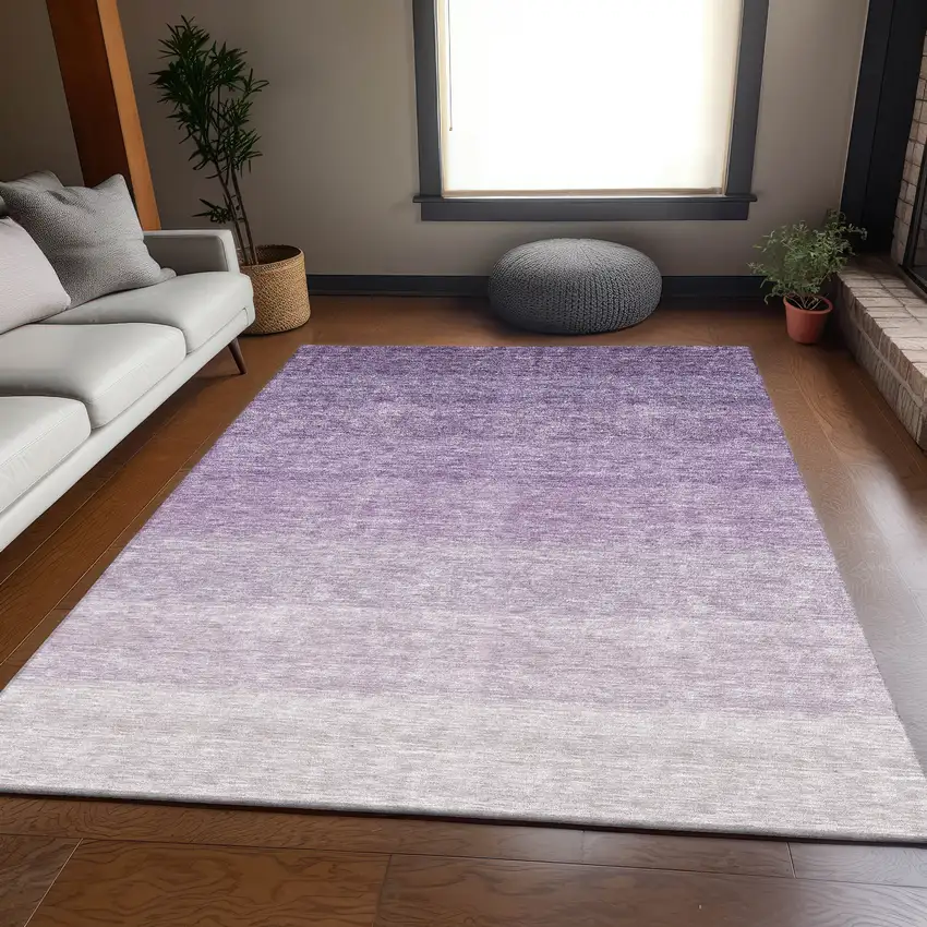 Purple And Ivory Ombre Washable Area Rug With UV Protection Photo 4
