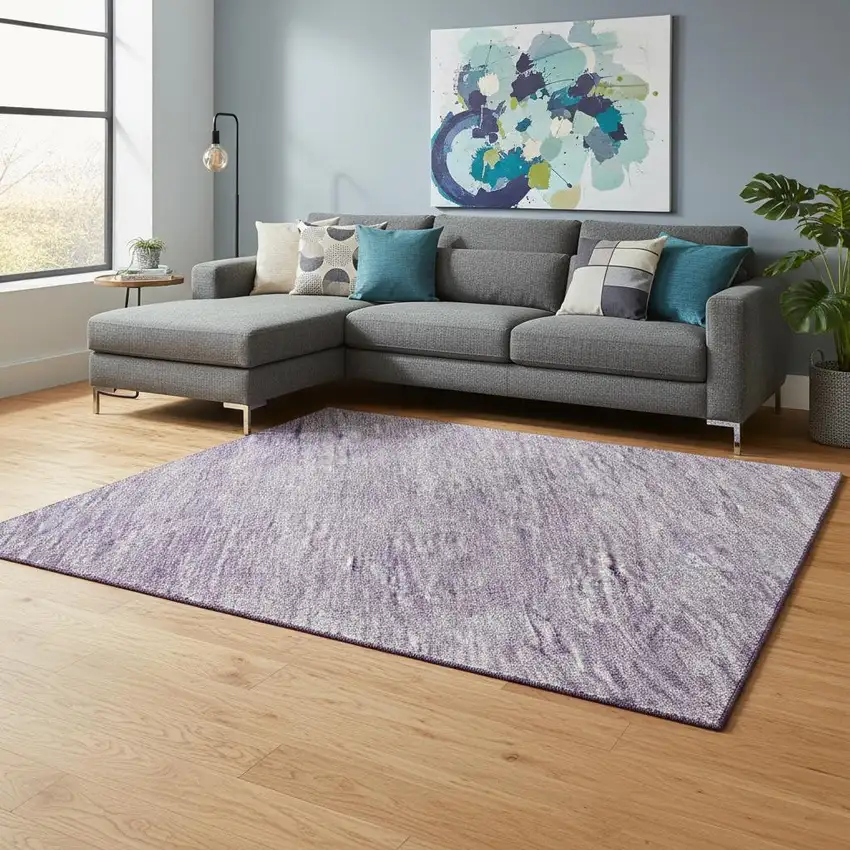 Purple And Ivory Ombre Washable Area Rug With UV Protection Photo 2