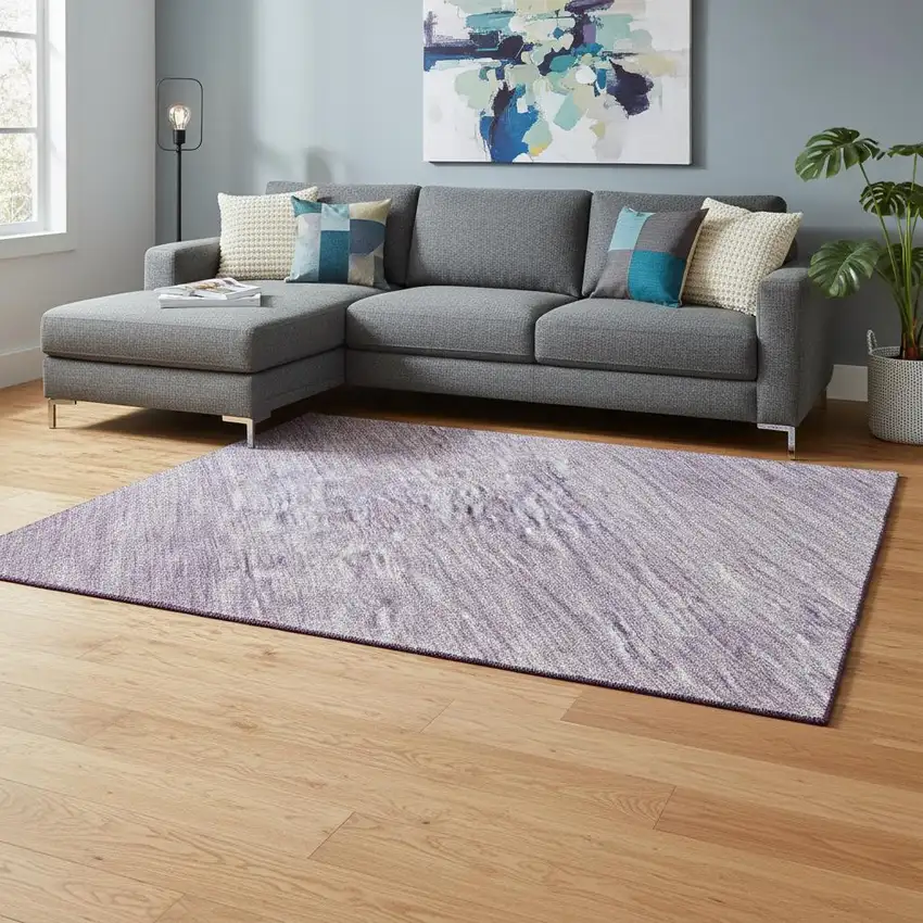 Purple And Ivory Ombre Washable Area Rug With UV Protection Photo 2