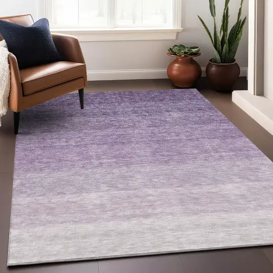 Purple And Ivory Ombre Washable Area Rug With UV Protection Photo 4