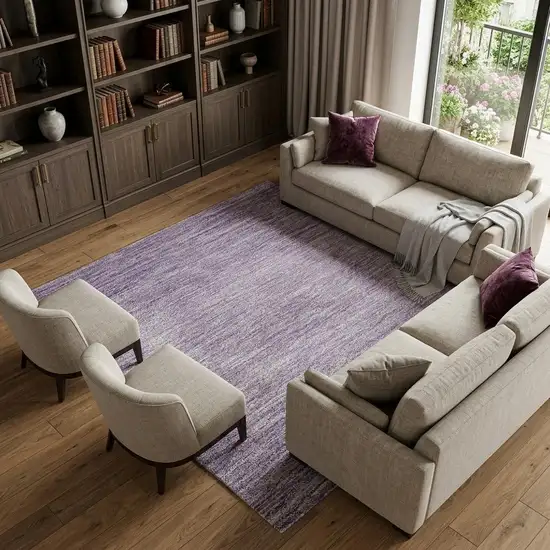 Purple And Ivory Ombre Washable Area Rug With UV Protection Photo 1