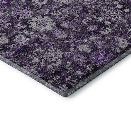 Purple And Ivory Oriental Washable Area Rug With UV Protection Photo 6