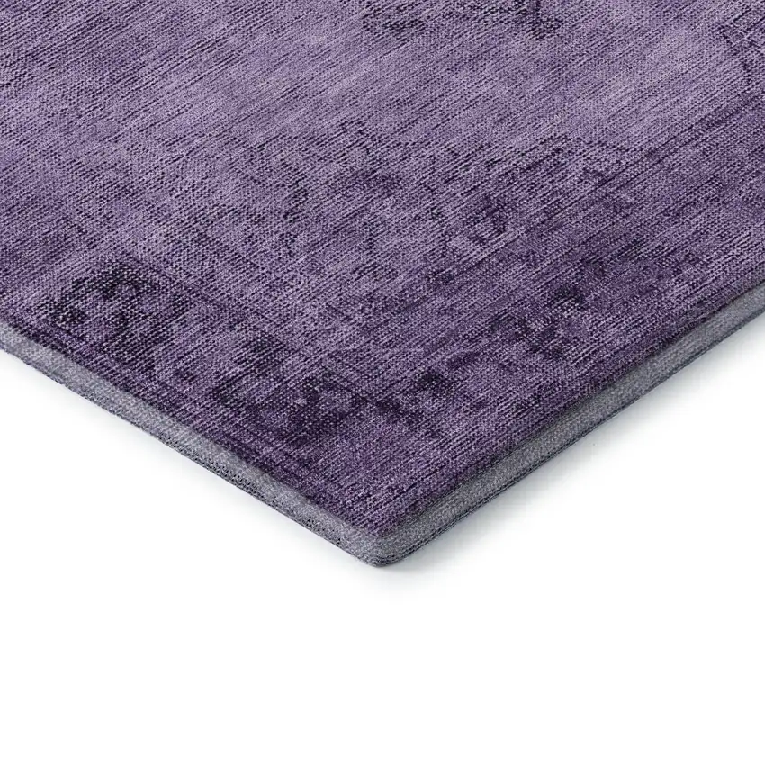 Purple And Ivory Oriental Washable Area Rug With UV Protection Photo 8