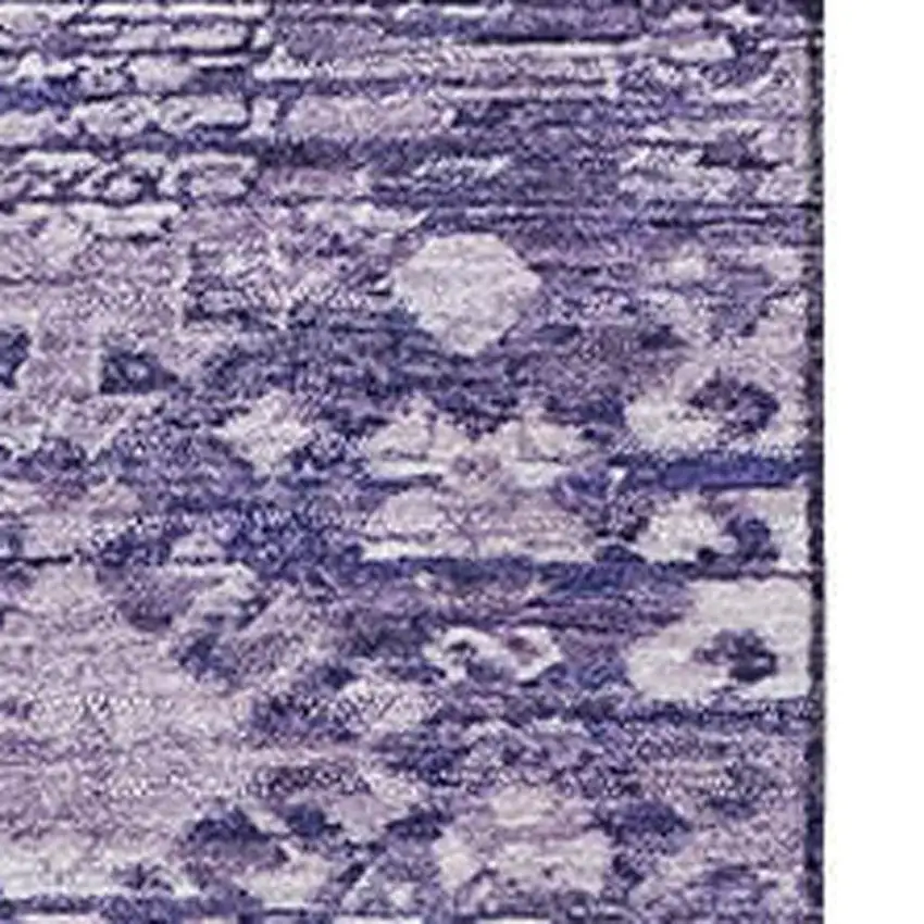 Purple And Ivory Oriental Washable Area Rug With UV Protection Photo 3