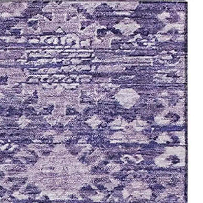 Purple And Ivory Oriental Washable Area Rug With UV Protection Photo 2