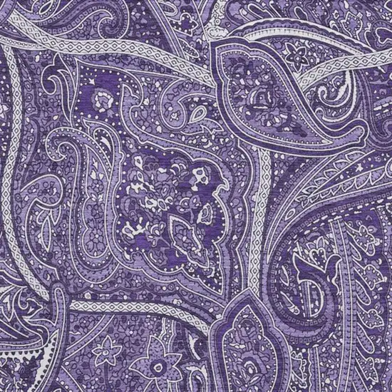 Purple And Ivory Paisley Washable Area Rug With UV Protection Photo 3