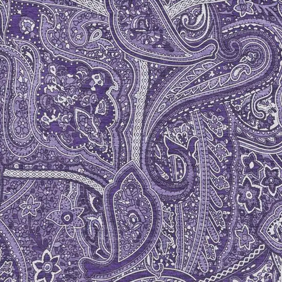 Purple And Ivory Paisley Washable Area Rug With UV Protection Photo 3