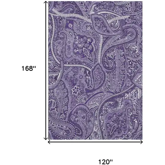 Purple And Ivory Paisley Washable Area Rug With UV Protection Photo 3