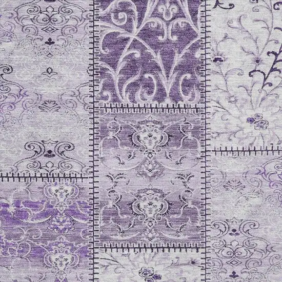 Purple And Ivory Patchwork Washable Area Rug With UV Protection Photo 3