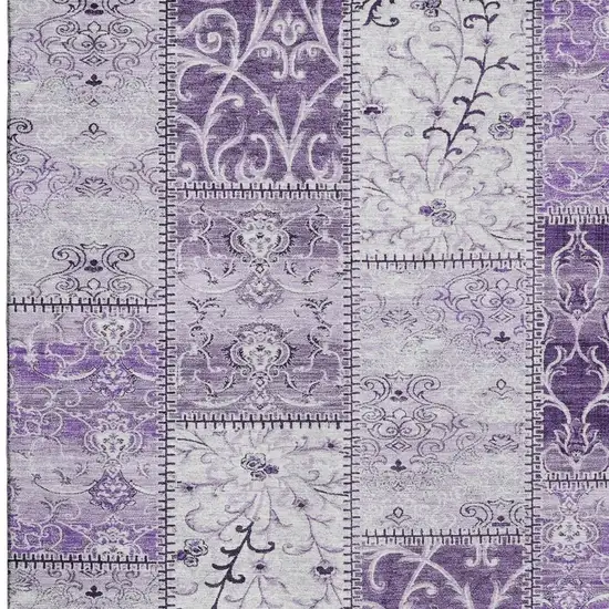 Purple And Ivory Patchwork Washable Area Rug With UV Protection Photo 4