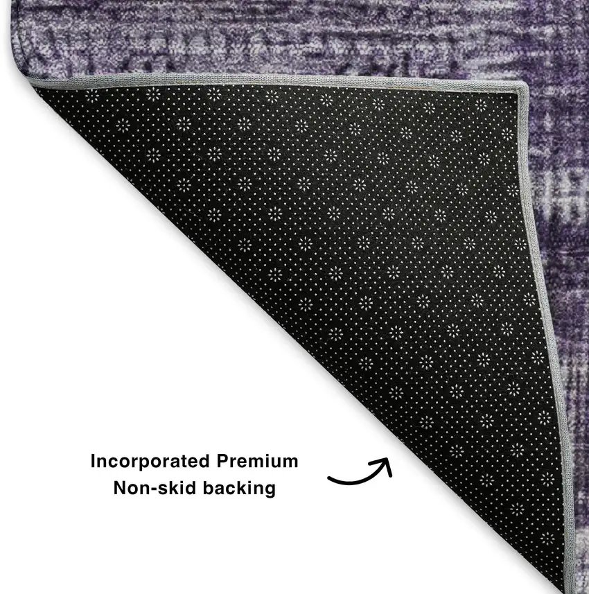 Purple And Ivory Patchwork Washable Area Rug With UV Protection Photo 7