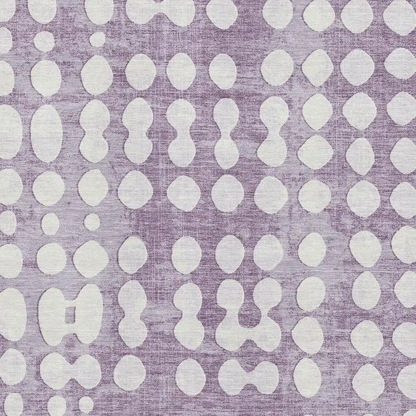 Purple And Ivory Polka Dot Washable Area Rug With UV Protection Photo 3