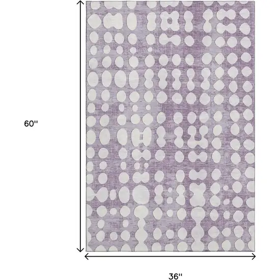 Purple And Ivory Polka Dot Washable Area Rug With UV Protection Photo 3