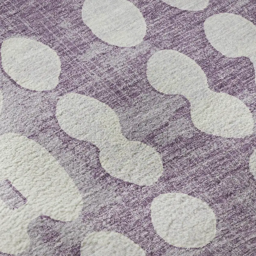 Purple And Ivory Polka Dot Washable Area Rug With UV Protection Photo 7