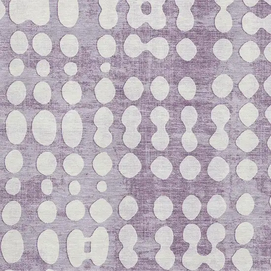 Purple And Ivory Polka Dot Washable Area Rug With UV Protection Photo 3