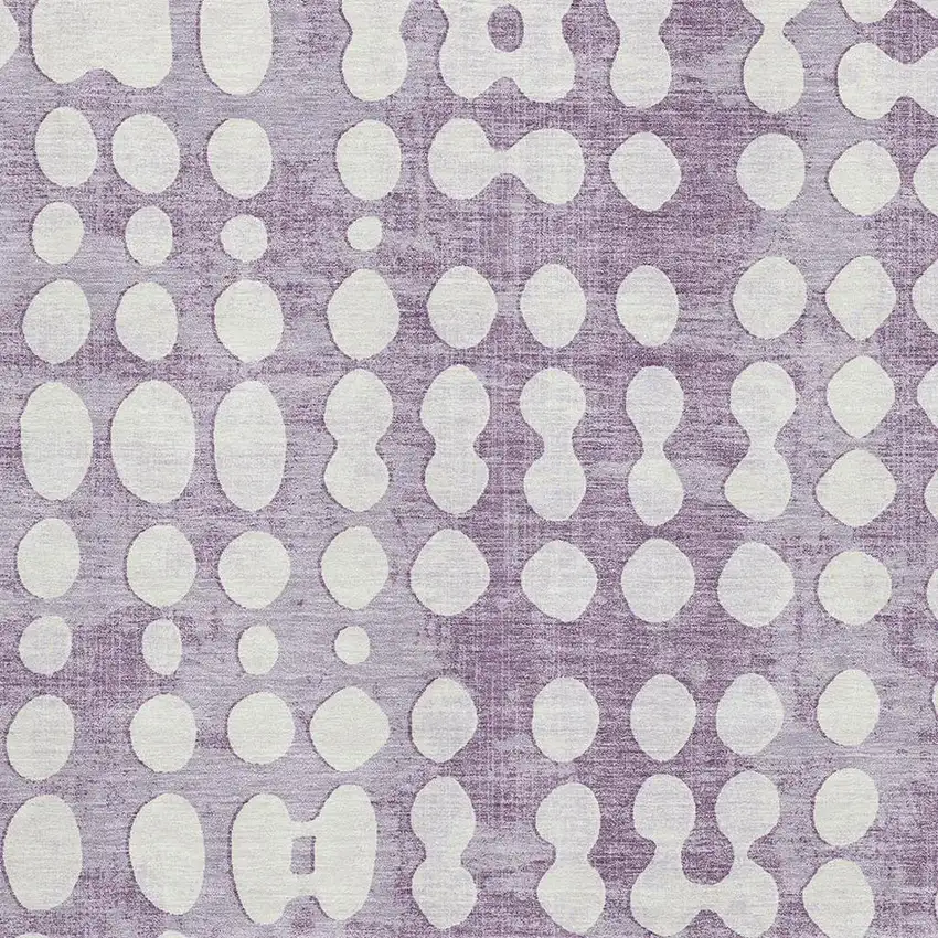 Purple And Ivory Polka Dot Washable Area Rug With UV Protection Photo 3