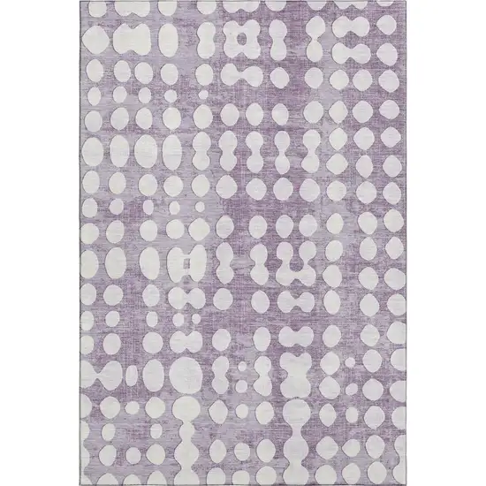 Purple And Ivory Polka Dot Washable Area Rug With UV Protection Photo 1